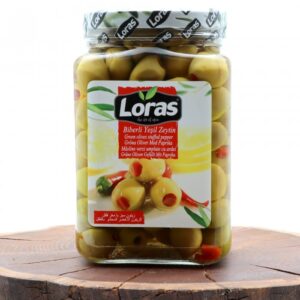 زیتون سبز پر شده با فلفل لوراس
