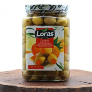 زیتون سبز با مغز لیمو لوراس