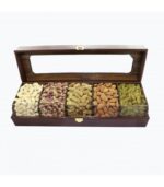 جعبه کادویی چرمی قهوه ای 4 خانه روژان