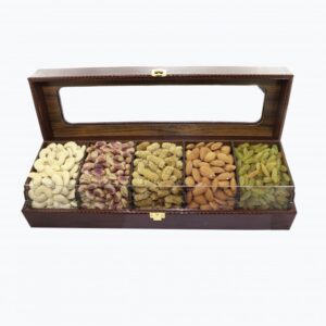 جعبه کادویی چرمی قهوه ای 4 خانه روژان