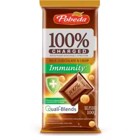 شکلات شیری تخته ای روسی پوبدا Pobeda Charged Milk Chocolate and Crisp بدون شکر 100 گرم