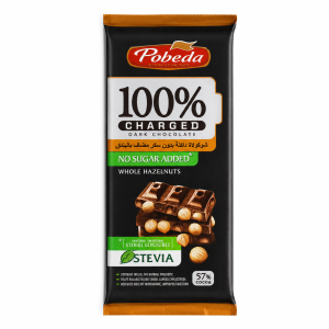 شکلات تخته ای تلخ روسی پوبدا Pobeda dark chocolate Stevia 57 % Cocoa بدون شکر 100 گرم