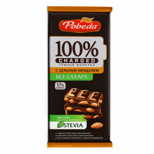 شکلات تخته ای تلخ روسی پوبدا Pobeda Dark chocolate 57% cocoa حاوی بادام 90 گرم