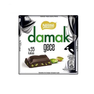 شکلات تخته ای  تلخ 55 درصد کاکائو با مغز پسته داماک