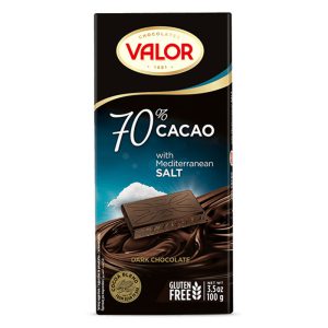 شکلات تخته ای 70 درصد کاکائوبا نمک مدیترانه ای والور