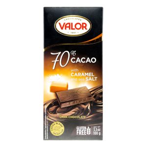 شکلات تخته ای 70درصد کاکائو با مغز کارامل نمکی والور