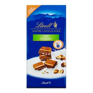 شکلات تخته ای  شیری با مغز فندق  100 گرم _ LINDT