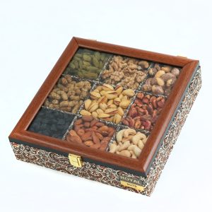 جعبه کادویی آجیلی 9 خونه چرمی